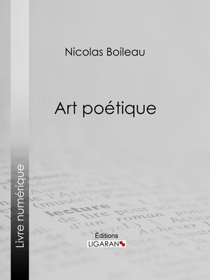 cover image of Art poétique